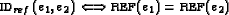 \begin{displaymath}{\text{\sc id}_{ref}}(e_1, e_2) \Longleftrightarrow \text{\sc ref}(e_1)=\text{\sc ref}(e_2)\end{displaymath}
