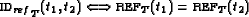 \begin{displaymath}{\text{\sc id}_{ref}}_T(t_1, t_2)\Longleftrightarrow \text{\sc ref}_T(t_1)=\text{\sc ref}_T(t_2)\end{displaymath}